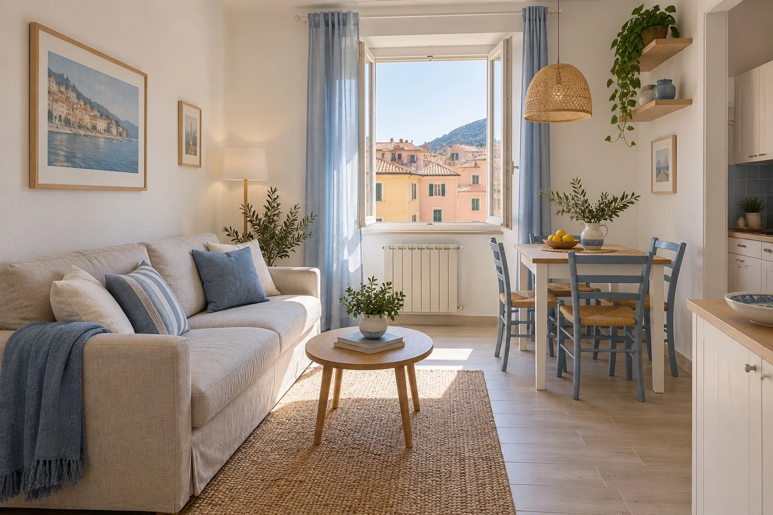 Soggiorno con divano e tavolo